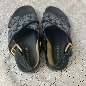 Coach Black and Gray Slide Sandals